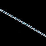 18K White Gold Oval Aquamarine And Diamond Bracelet
