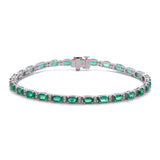 18K White Gold Oval Emerald And Diamond Bracelet