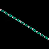 18K White Gold Oval Emerald And Diamond Bracelet