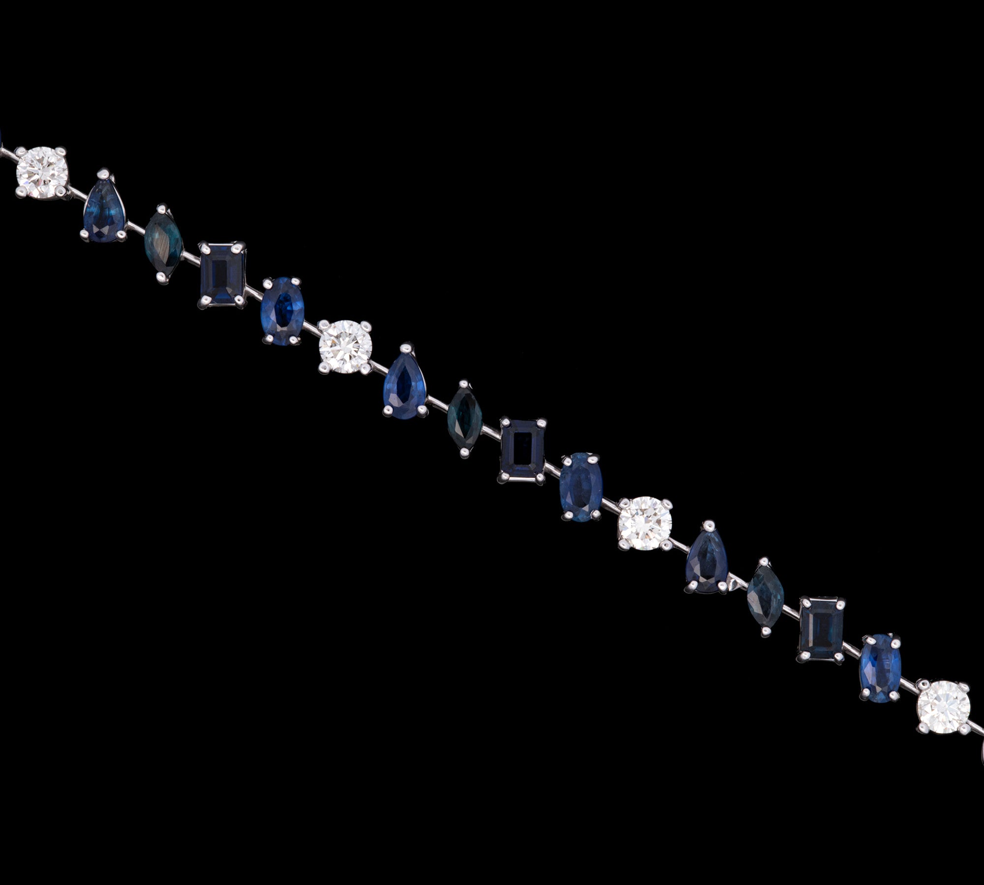 14K White Gold Sapphire And Diamond Bracelet