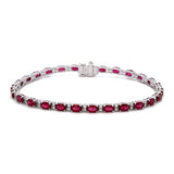 18K White Gold Oval Ruby And Diamond Bracelet