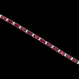 18K White Gold Oval Ruby And Diamond Bracelet