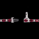 18K White Gold Oval Ruby And Diamond Bracelet