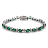 18K White Gold Oval Emerald And Diamond Star Bracelet