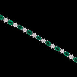 18K White Gold Oval Emerald And Diamond Star Bracelet
