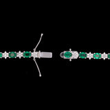 18K White Gold Oval Emerald And Diamond Star Bracelet