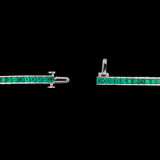 18K White Gold French Cut Emerald Line Bracelet