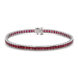 18K White Gold French Cut Ruby Bracelet