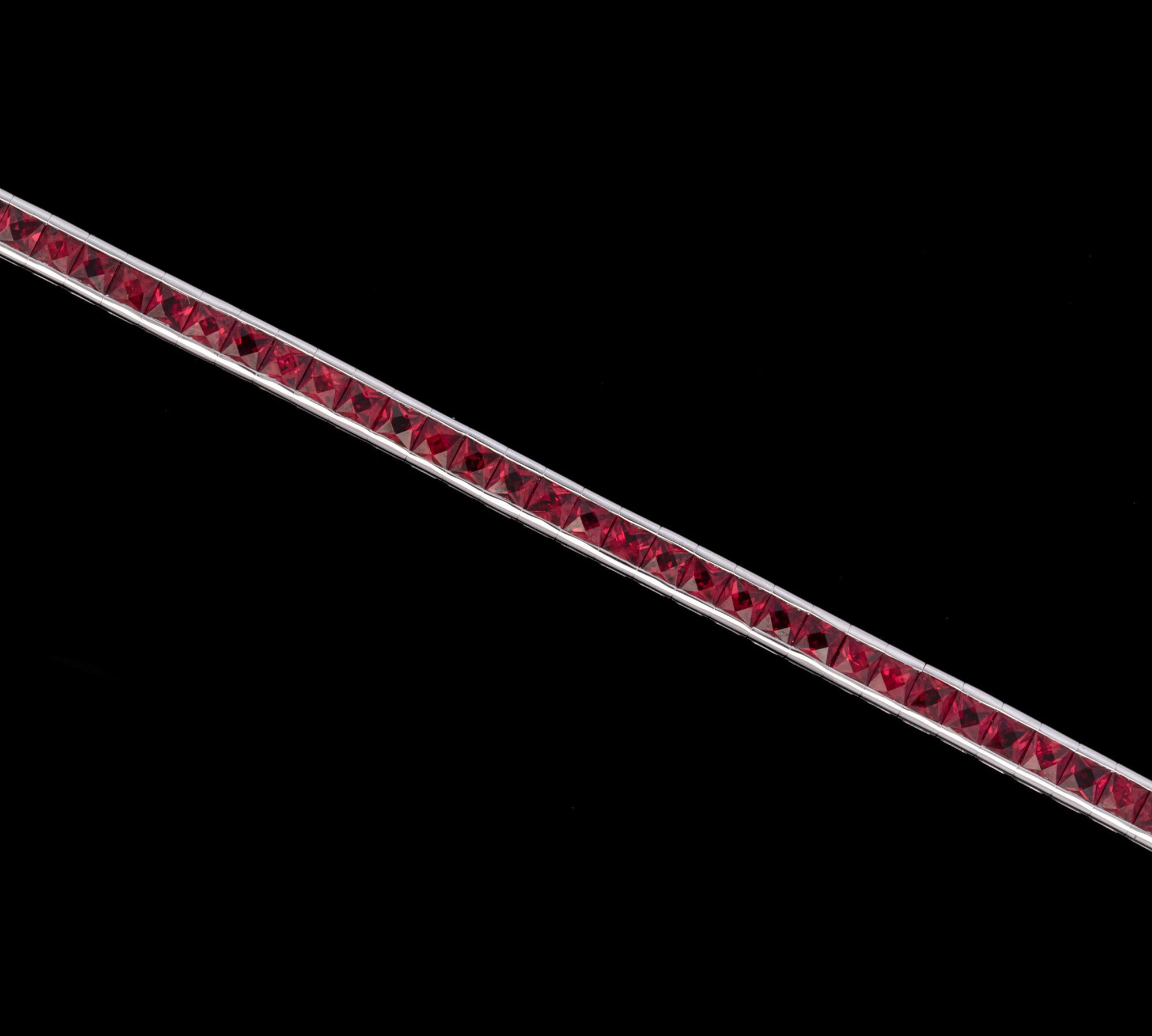 18K White Gold French Cut Ruby Bracelet