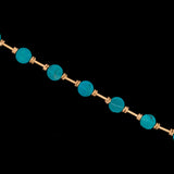 18K Yellow Gold Turquoise And Gold Bead Bracelet, 7-8 Inches