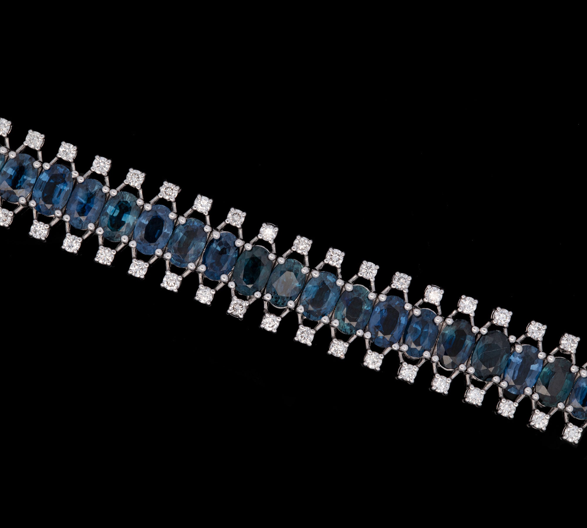 18K White Gold Sapphire And Diamond Bracelet