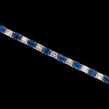 18K White Gold Oval Sapphire And Baguette Diamond Bracelet