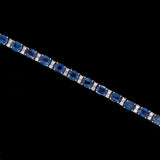 14K White Gold Ceylon Sapphire And Diamond Bracelet, 6 7/8 Inches