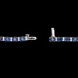 14K White Gold Ceylon Sapphire And Diamond Bracelet, 6 7/8 Inches