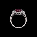 Platinum Cushion Cut Ruby And Diamond Halo Ring