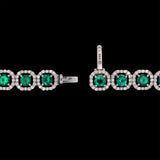 18K White gold Emerald And Diamond Halo Bracelet, 7 Inches