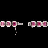 14K White Gold Pink Sapphire And Diamond Halo Bracelet