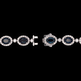 14K White Gold Oval Sapphire And Diamond Halo Bracelet