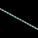 14K White Gold Alternating Diamond And Emerald Line Bracelet