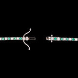 14K White Gold Alternating Diamond And Emerald Line Bracelet