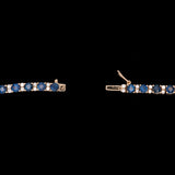 18K Yellow Gold Sapphire And Diamond Line Bracelet, 6.5 Inches