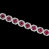 18K White Gold Ruby And Diamond Halo Bracelet