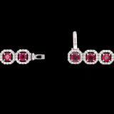 18K White Gold Ruby And Diamond Halo Bracelet