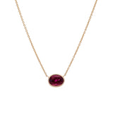 14K Yellow Gold Bezel Set Brazilian 2.06ctw Oval Red Tourmaline Necklace, 18 Inches