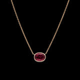 14K Yellow Gold Bezel Set Brazilian 2.06ctw Oval Red Tourmaline Necklace, 18 Inches
