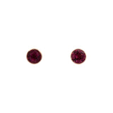 14K Yellow Gold Bezel Set Red Tourmaline Stud Earrings