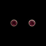 14K Yellow Gold Bezel Set Red Tourmaline Stud Earrings
