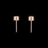 14K Yellow Gold Bezel Set Red Tourmaline Stud Earrings