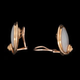 22K Yellow Gold "Denise Roberge" Mother Of Pearl Bezel Set Swirl Earrings With Omega Backs