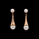 14K Yellow Gold Pearl Dangle Earrings With Screw Backs