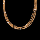 24K Yellow Gold Multi Strand Peal And Gold Bead Bracelet