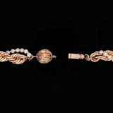 14K Yellow Gold Twisted Rope Bracelet With Woven Akoya Pearl Strand And Corrugated Ball Wire Clasp, 7.5 Inches