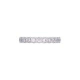 18K White Gold Bezel Set Diamond Half Eternity Band With Double Milgrain Edge