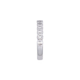 18K White Gold Bezel Set Diamond Half Eternity Band With Double Milgrain Edge