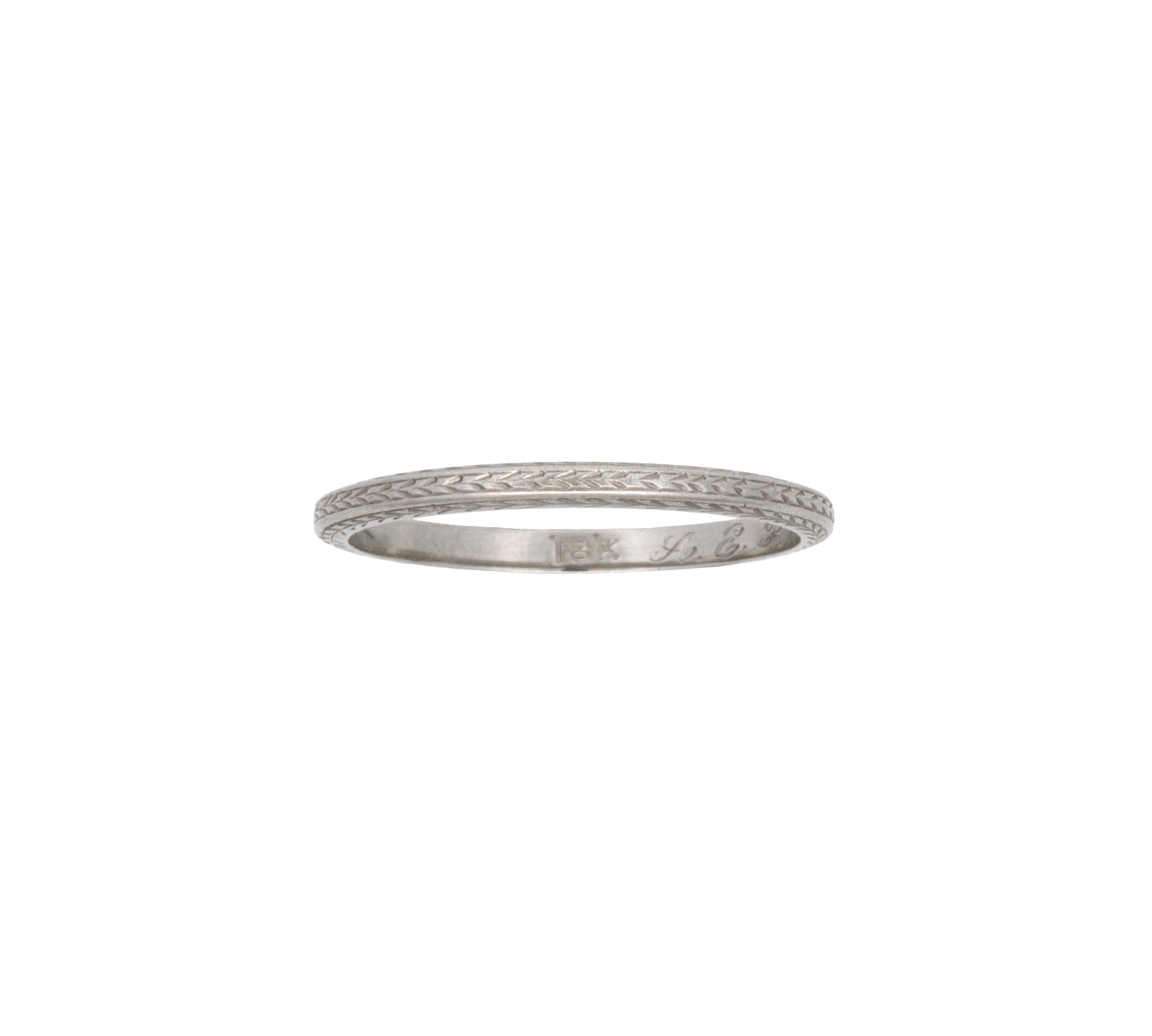 18K White Gold Engraved Band