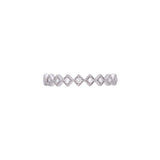 14K White Gold Square Set Diamond Band With Milgrain