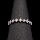14K White Gold Square Set Diamond Band With Milgrain