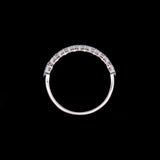 14K White Gold Square Set Diamond Band With Milgrain