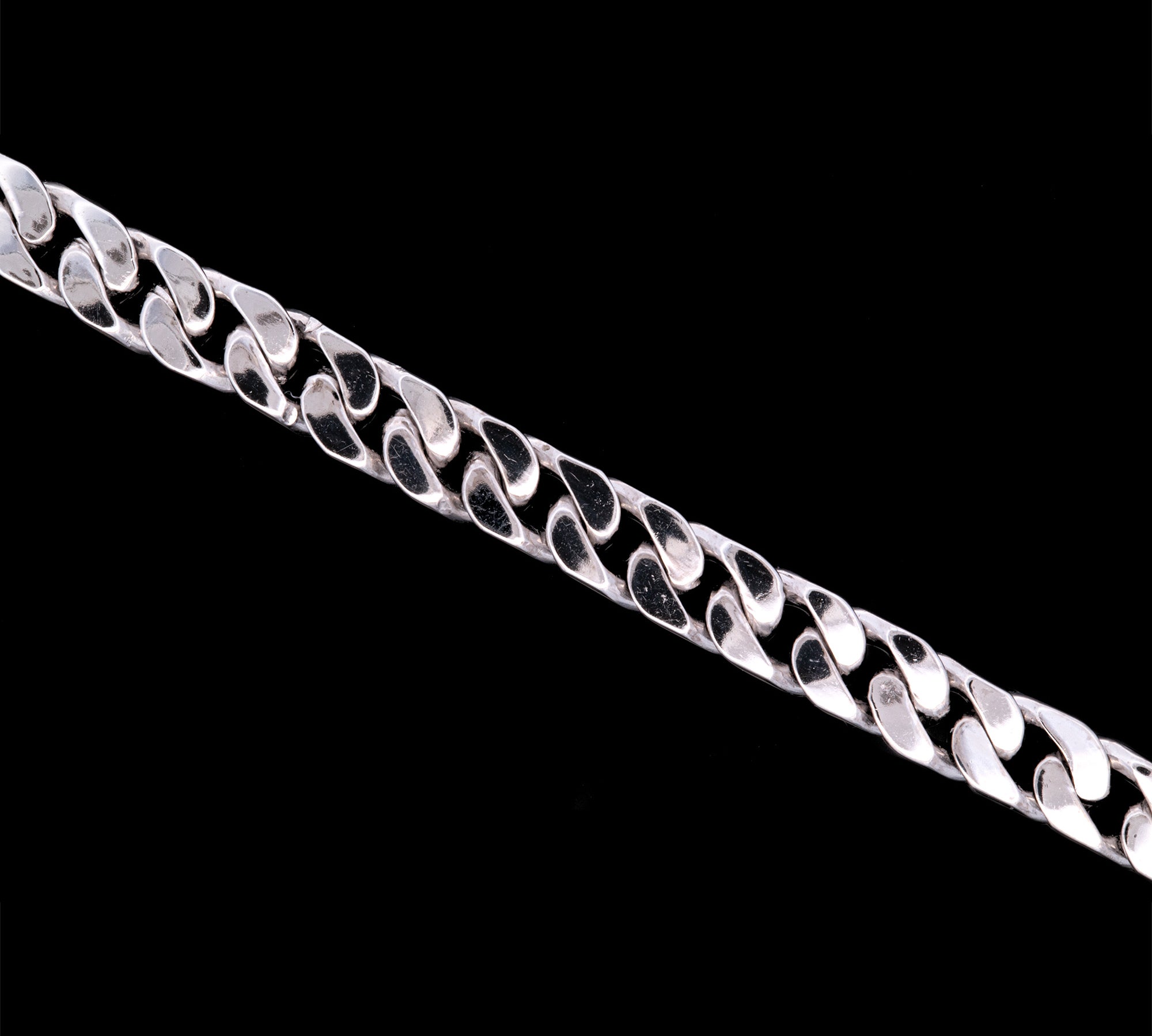 Sterling Silver 6.5mm Wide Flat Link Men's Bracelet