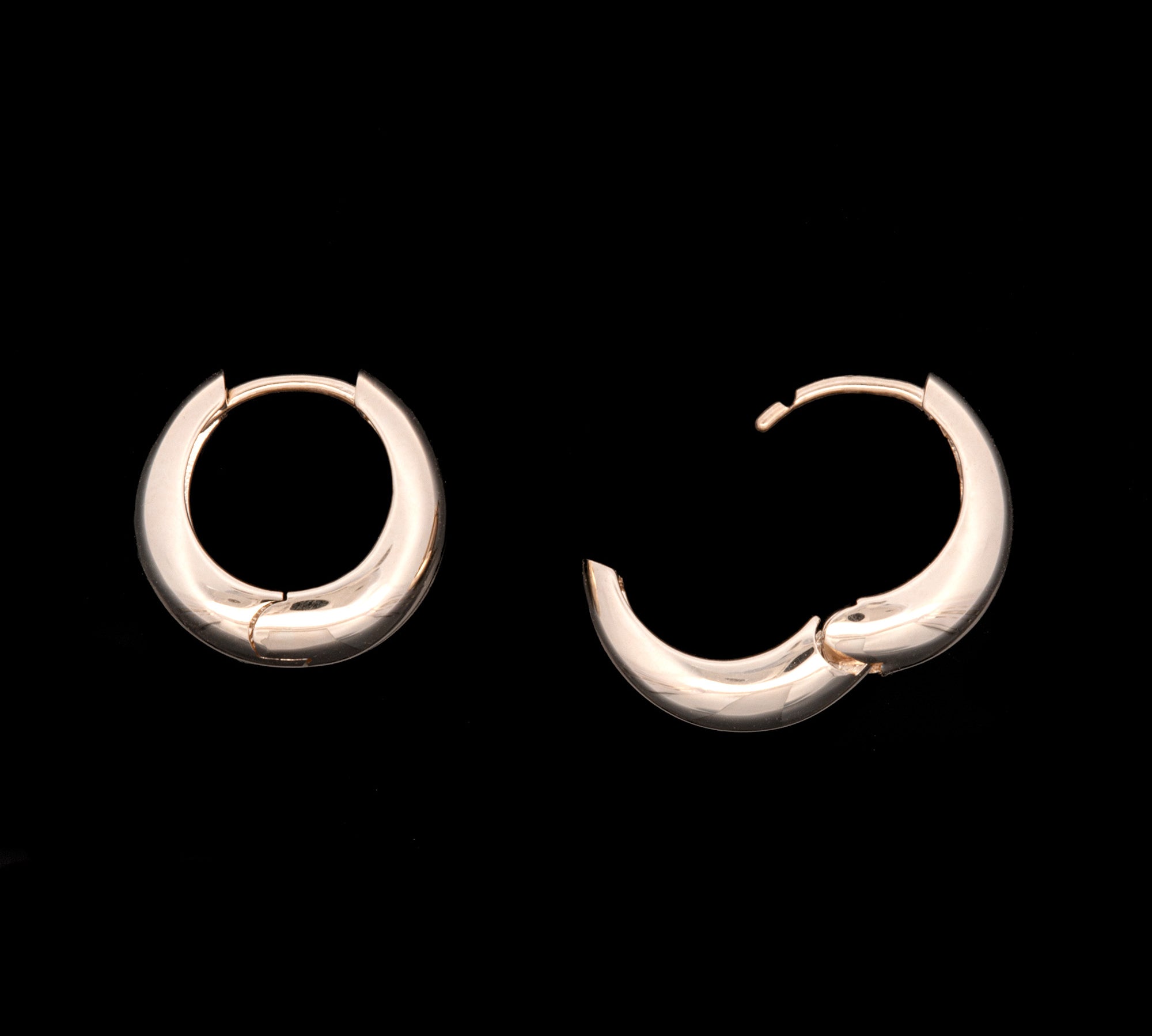 14K Yellow Gold Hinged Wide Huggie Earrings