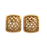 18K Yellow Gold "Kisselstein Cord" Textured Woven Cushion Shaped Earrings With Post And Omega Backs