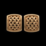 18K Yellow Gold "Kisselstein Cord" Textured Woven Cushion Shaped Earrings With Post And Omega Backs