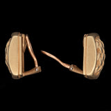 18K Yellow Gold "Kisselstein Cord" Textured Woven Cushion Shaped Earrings With Post And Omega Backs