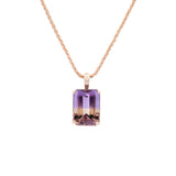 14K Yellow Gold Ametrine Pendant And 1.5mm Lobster Clasp Wheat Chain, 18 Inches