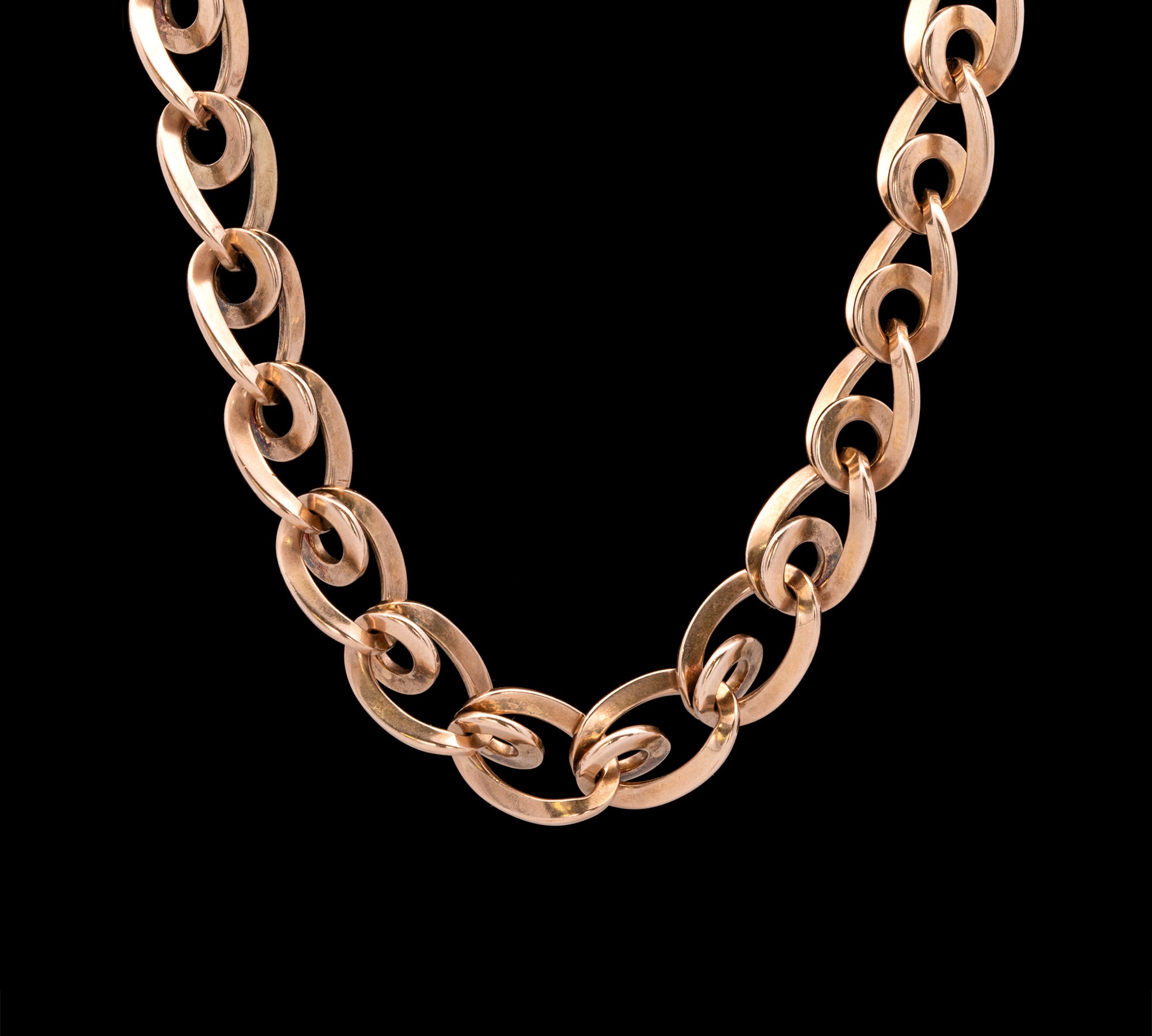 14K Yellow Gold Antique Watch Chain Necklace, Circa 1900, 15.5 Inches