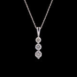 14K White Gold 3 Stone Graduating Diamond Pendant With 18 Inch Chain